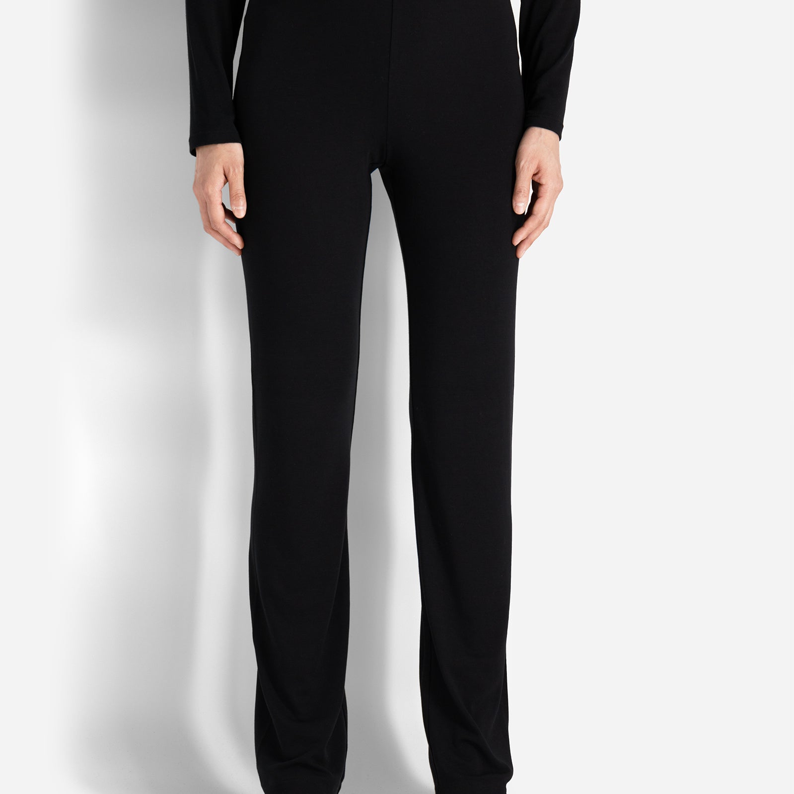 Black Elastic High-Waisted Lounge Pants