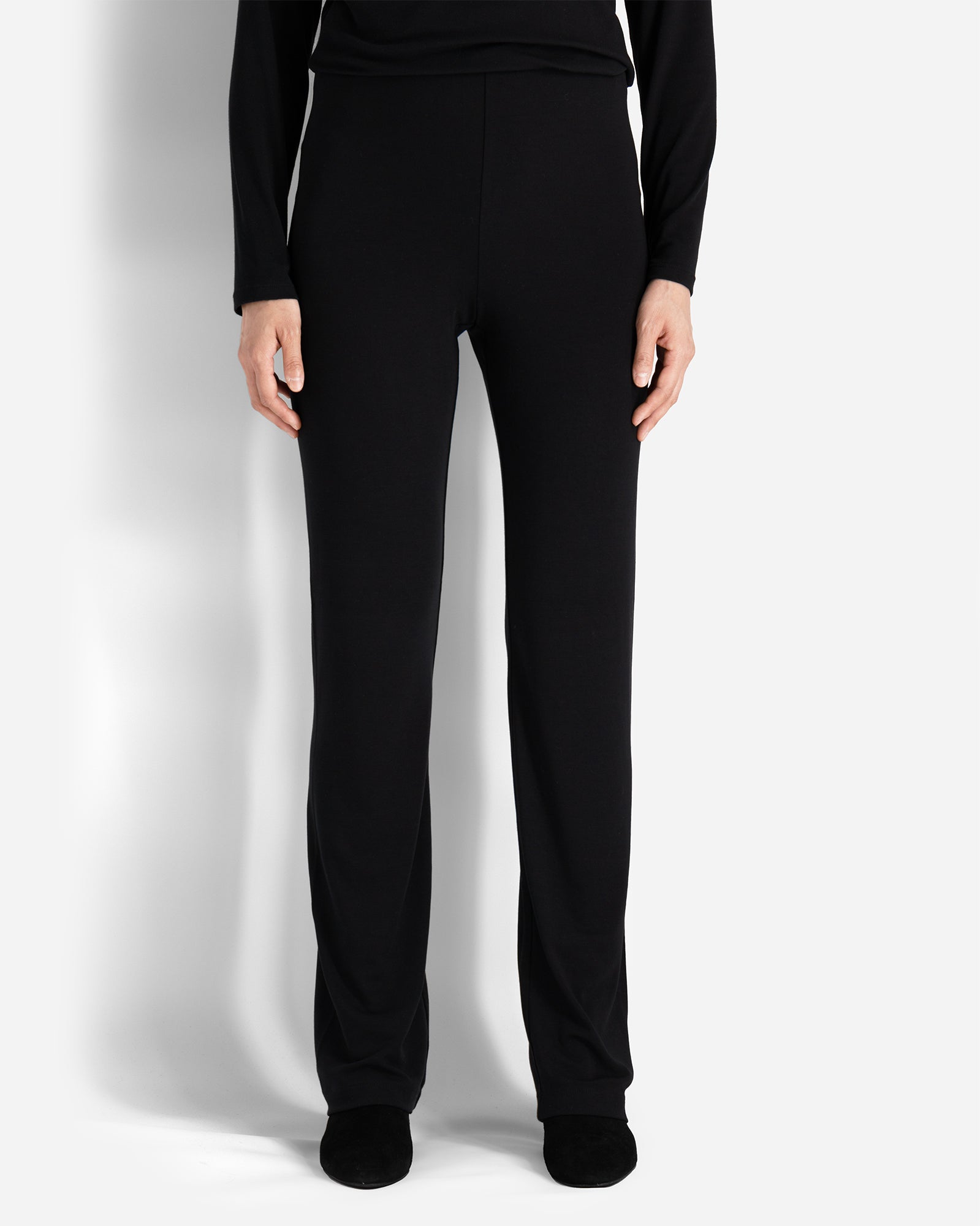 Black Elastic High-Waisted Lounge Pants