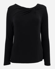 Black Long Sleeve Twist Neck Shirt Lounge Top