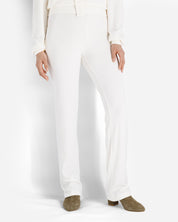 Cream Elastic High-Waisted Lounge Pants