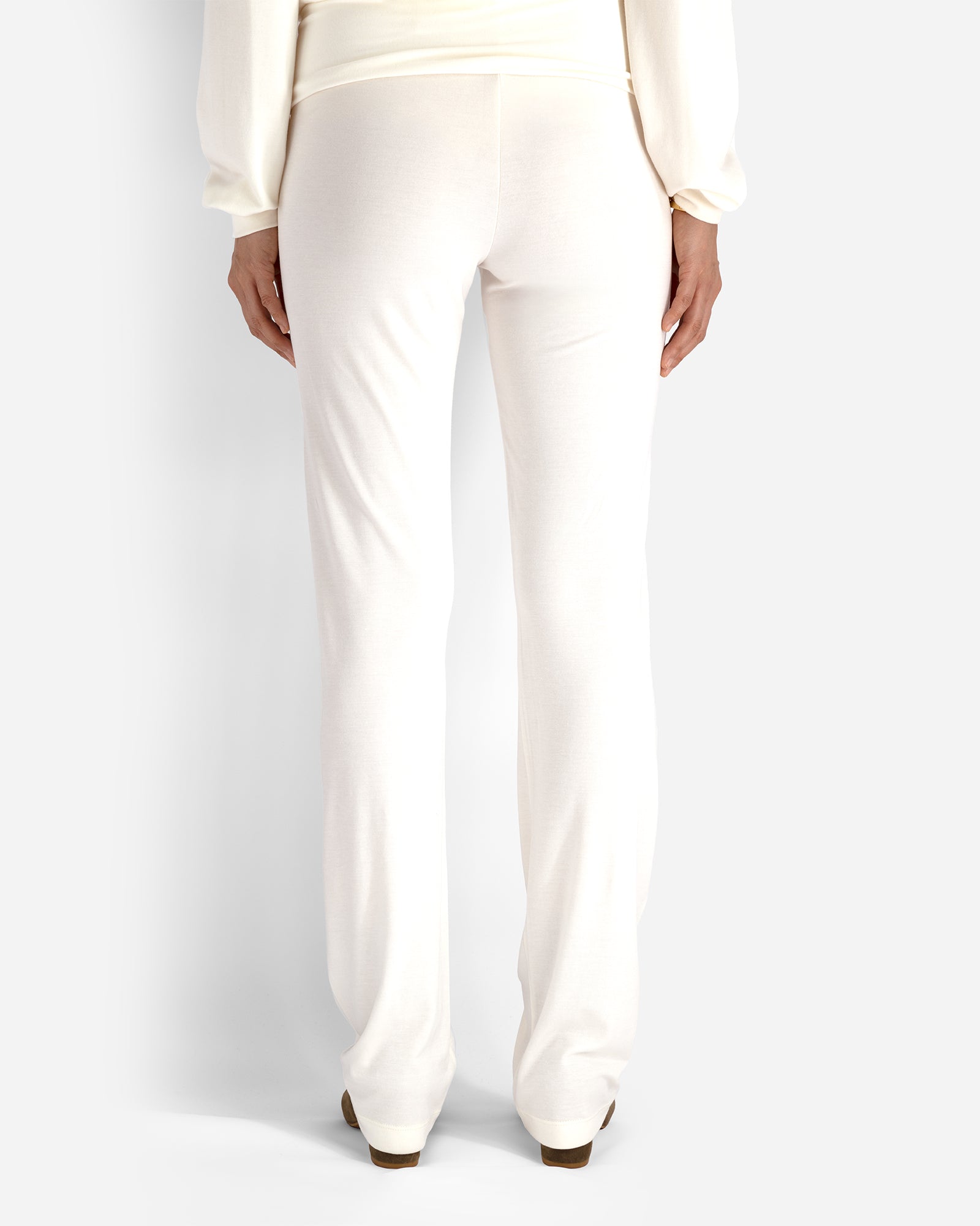 Cream  Elastic High-Waisted Lounge Pants