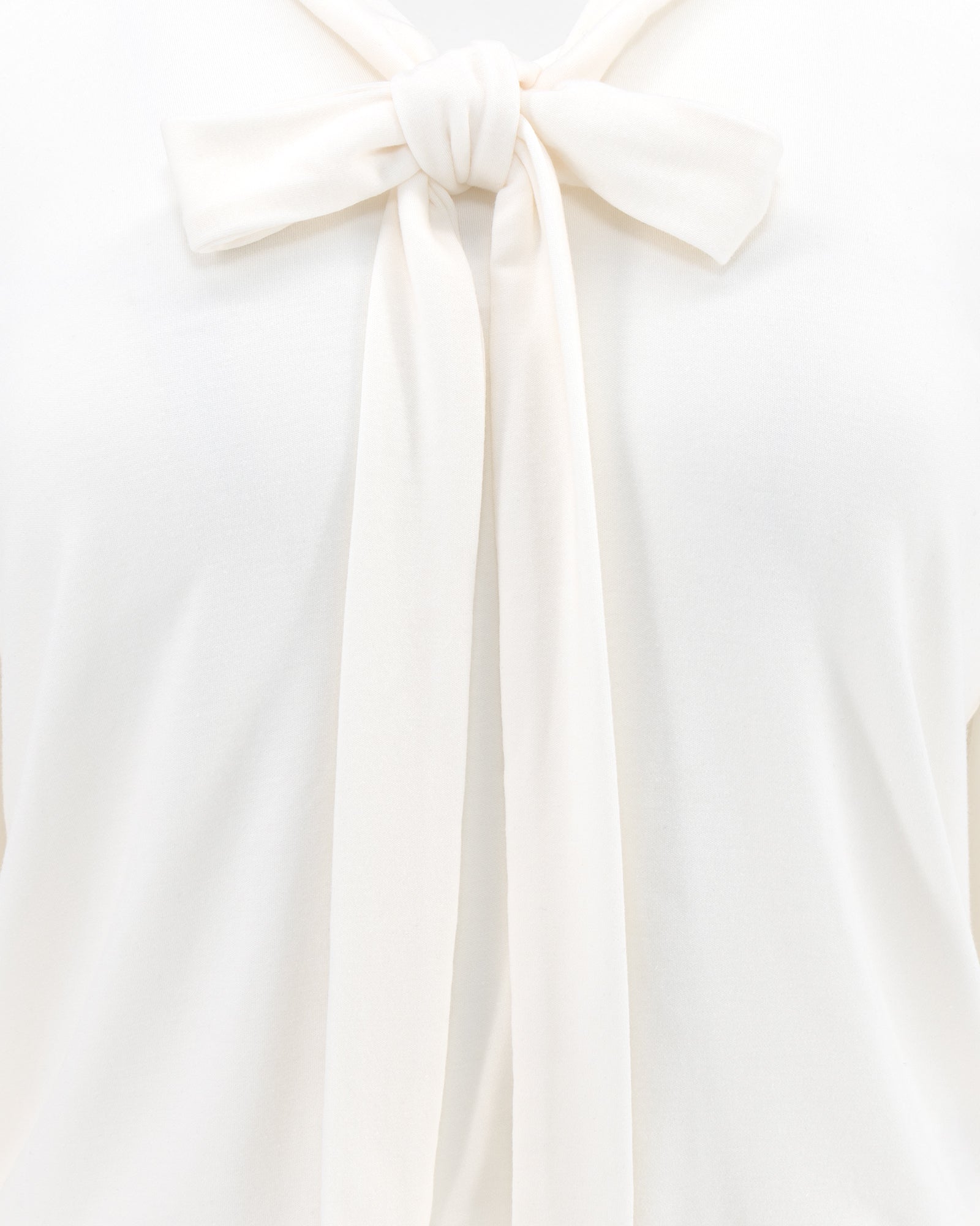 Cream Long Sleeve Puff Shoulder Bow Tie Cropped Lounge Top 3