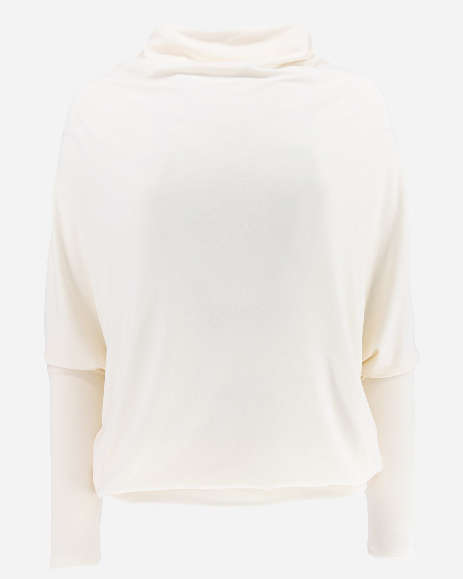 Cream Long Sleeve Relaxed Funnel Neck Lounge Top