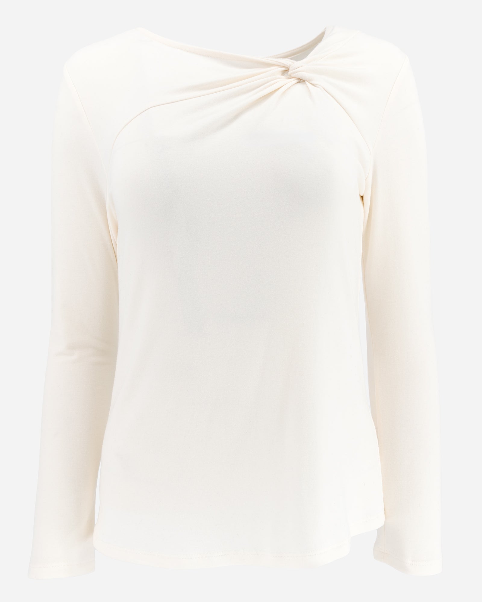 Cream Long Sleeve Twist Neck Shirt Lounge Top