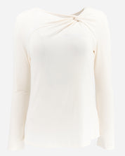 Cream Long Sleeve Twist Neck Shirt Lounge Top