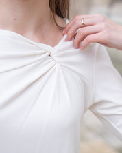 Cream Long Sleeve Twist Neck Shirt Lounge Top