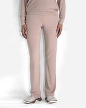 Rose Taupe Elastic High-Waisted Lounge Pants
