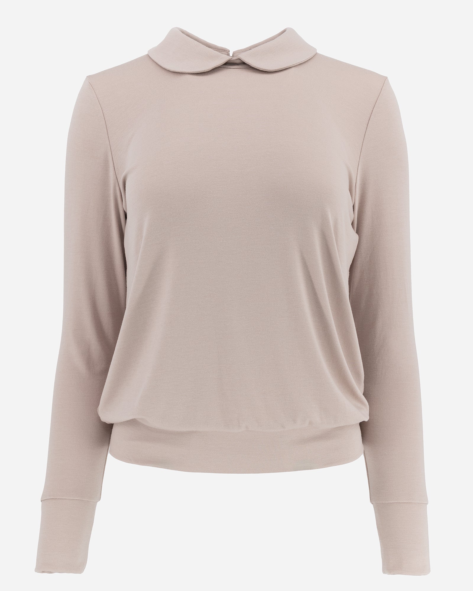 Rose Taupe Long Sleeve Peter Pan Collar Shirt Lounge Top