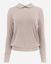 Rose Taupe Long Sleeve Peter Pan Collar Shirt Lounge Top