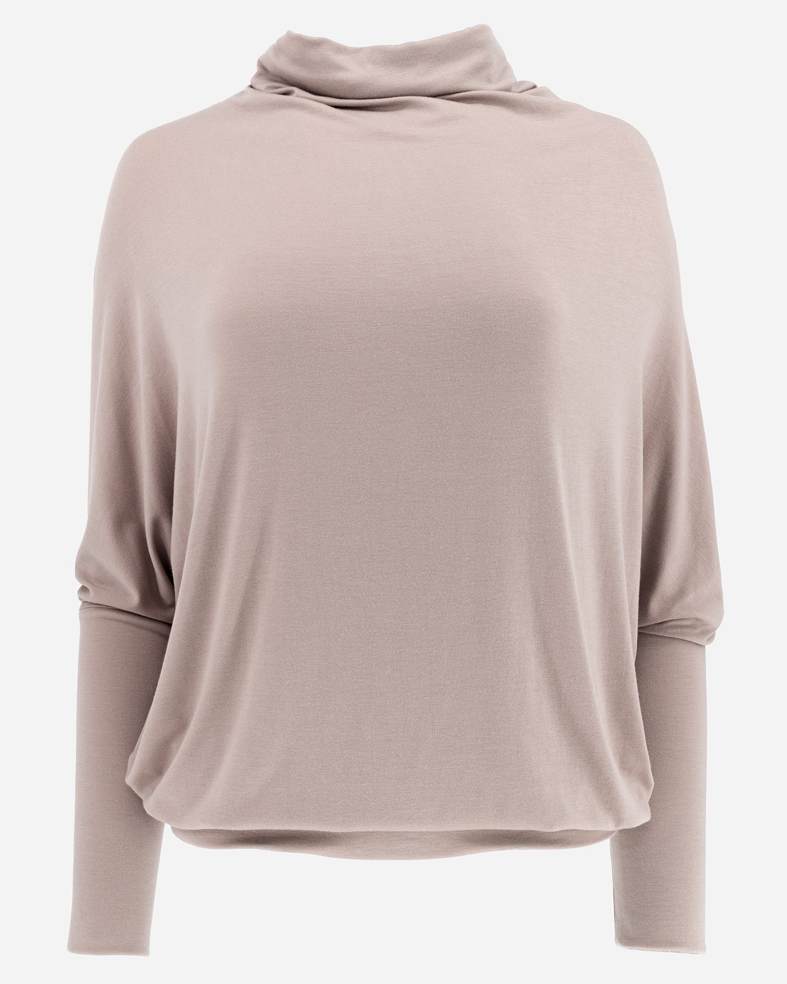 Rose Taupe Long Sleeve Relaxed Funnel Neck Lounge Top
