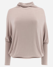 Rose Taupe Long Sleeve Relaxed Funnel Neck Lounge Top